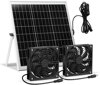 Solární ventilátor, 15W vodotěsná sada solárního ventilátoru s dvojitým stejnosměrným ventilátorem pro malé kurníky, skleníky, kůlny, boudy pro domácí mazlíčky, odsávání oken