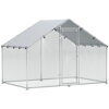 Kuřecí výběh pro 5-8 kuřat, střešní plachta, uzamykatelná dvířka, ocelový rám, 5,1 m², 3 x 1,7 x 1,9 m