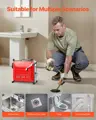 Čistič odpadů VEVOX, elektrický, výkon 850 W, kanalizační had s ocelovým pružinovým lanem 14,5 m x 16 mm, 14 m x 22 mm, 5 m x 9,5 mm, 0,4 m x 12 mm a 11 řeznými kleštěmi,  pro potrubí o průměru 50-200 mm