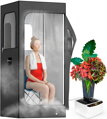 Přenosná parní sauna do domácnosti pro relaxaci,  2,6 l 1000 W parní zařízení - křeslo - dálkové ovládání - masážní přístroj na nohy - nylon ADPOR3712 | černá