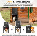 Hliníková automatická kuřecí dvířka, solární elektrická kuřecí dvířka s velkým displejem, světelným senzorem, časovačem, dálkovým ovládáním