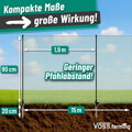 Hraniční plot s brankou, 90cm, 9 sloupků, 1 hrot, zelený, bez elektřiny pro drůběž, zvířata , VOSS.farming classic 15m