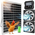 Solární ventilátor pro kurník a skleník, dvojitá solární ventilace s akumulátorem, přívod nebo odvod vzduchu, ovládací box se 3 režimy Okkobi OKSOL6140