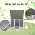 Dřevěný kachní domek odolný vůči povětrnostním vlivům s odnímatelnou podlahou, posuvným oknem na pantech, asfaltovou střechou, 93x70x72cm, PawHut šedý