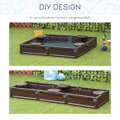 Dětské pískoviště s krytem a podlahou, modulární design, 4 sedadla, 1,23 l x 1,23 W m, hnědé