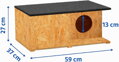 Kočičí domek QLS OSB s odnímatelnou střechou 59 x 37 cm hnědý