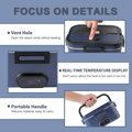 Elektrický obědový box s displejem teploty, 80 W, elektrický obědový box, 1,8 l, elektrický obědový box 12 V/24 V/230 V, termokontejner do auta, nákladního auta, kanceláře (modrý)