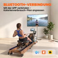 Veslovací trenažér SPORTNOW pro domácí použití, kaučukovník, skládací s aplikací Bluetooth, dvojité hliníkové ližiny, LCD displej, nosnost až 158 kg