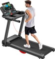 Skládací běžecký pás 12 km/h, 2,5 HP/1800W s monitorem srdečního tepu, APP a Bluetooth reproduktorem