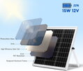 Solární ventilátor, 15W vodotěsná sada solárního ventilátoru s dvojitým stejnosměrným ventilátorem pro malé kurníky, skleníky, kůlny, boudy pro domácí mazlíčky, odsávání oken