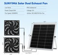 Solární ventilátor, 15W vodotěsná sada solárního ventilátoru s dvojitým stejnosměrným ventilátorem pro malé kurníky, skleníky, kůlny, boudy pro domácí mazlíčky, odsávání oken