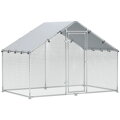 Kuřecí výběh pro 5-8 kuřat, střešní plachta, uzamykatelná dvířka, ocelový rám, 5,1 m², 3 x 1,7 x 1,9 m