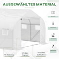 Skleník 6 rolovacích oken, dveře na zip, fólie odolná proti roztržení, kovový rám, 3,5 x 3 x 2 m, bílá