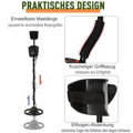 Detektor kovů pro profesionály a začátečníky vodotěsný Ø22 cm hledací cívka hliník ABS černá 23 x 22 x 114-135 cm
