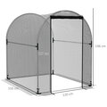 Síť na ochranu rostlin Outsunny, ochrana proti ptákům, s dveřmi a robustním ocelovým rámem, 1,2x1,5x1,5m, černá/stříbrná