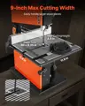Pásová pila 229 mm na dřevo s motorem 373 W 1/2 HP, maximální výška řezu 90 mm, stůl z litého hliníku 300 x 300 mm, rozsah náklonu 0-45°, s pokosovou měrkou, pravítko, pro dřevoobrábění VEVOX359