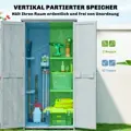 Dřevěný zahradní domek Outsunny, odolný proti povětrnostním vlivům, s dvojitými dveřmi a magnetickým zavíráním, do zahrady nebo na terasu, 85 x 54 x 170 cm, šedý