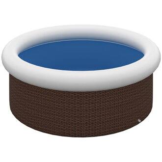 Nafukovací bazén Outsunny pro 5 osob, rychlá montáž, robustní materiál, hnědá, Ø300 x 76V cm