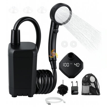 Elektrická kempinková sprcha dobíjecí s inteligentním digitálním displejem Q16G2