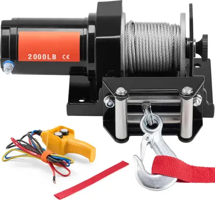 Elektrický naviják, 2000 lb, 12 V DC, ATV/UTV, s ocelovým lanem 39 ft, dálkové ovládání, IP55, vodotěsný, pro tažení v terénu Succe Elektrický naviják, 2000 lb, 12 V DC, ATV/UTV, s ocelovým lanem 39 ft, dálkové ovládání, IP55, vodotěsný, pro tažení v terénu Succe