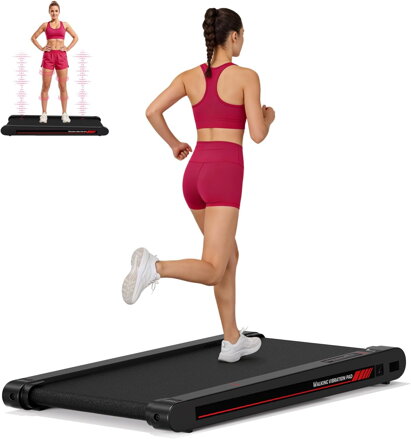Běžecký pás, vibrační podložka na chůzi s aplikací,  pro domácí použití 6 km/h, dálkové ovládání APP mini Lysole |černá   