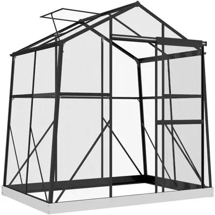 Polykarbonátový skleník odolný proti povětrnostním vlivům, 192 x 192 x 203 cm, černý