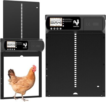 Automatická dvířka do kurniku světelný senzor, časovač, manuální yoarmyt | černý Automatická dvířka do kurniku světelný senzor, časovač, manuální yoarmyt | černý