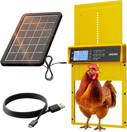 Automatická kuřecí dvířka z hliníkové slitiny solární dálkové ovládání Okkobi EU 02