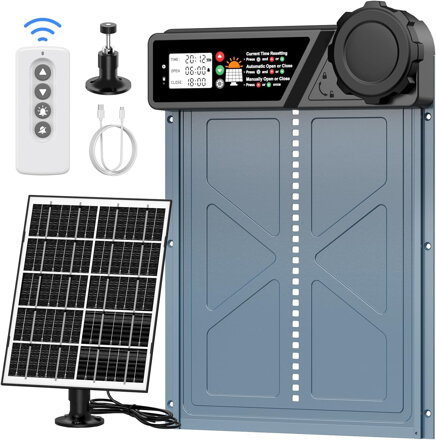 Automatická dvířka do kurníku, solární dálkové ovládání 
