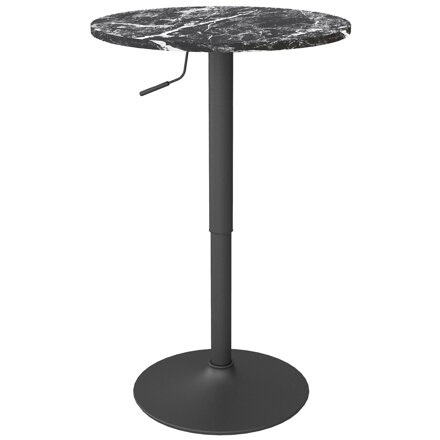 Barový stůl  pro 2 osoby, výškově nastavitelný, mramorový vzhled, 60 x 60 x 68-93,5 cm