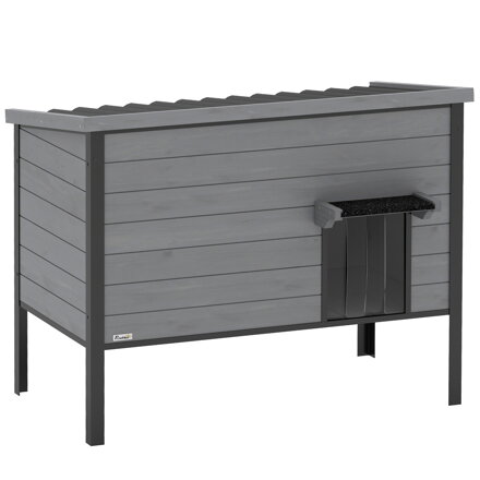 Voděodolná kočičí bouda s výklopnou střechou, odnímatelnou podlahou, vchodem pro 1-2 kočky do 12 kg, 85x55x70 cm, světle šedá PawHut