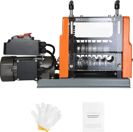 Automatický odizolovač drátů, elektrický odizolovač drátů 0,06 až 0,98 palce, 60 W, loupačka drátů s hloubkovou referencí, 6 kulatých a 1 plochý kanál pro recyklaci mědi VEVO78UA