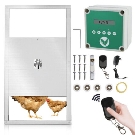 Automatická dvířka do kurníku  LED displej  Dálkové ovládání