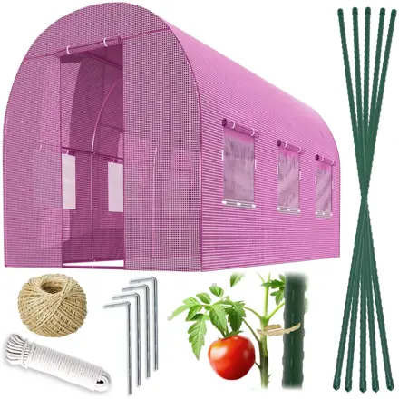 Zahradní skleník  2 x 3 m (6 m2) růžový Plonos