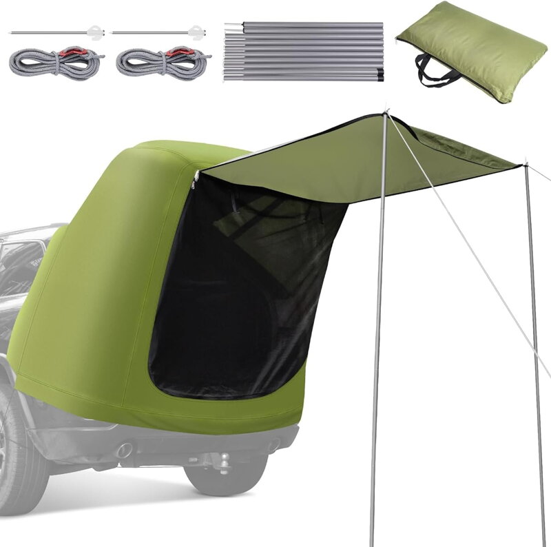 Vodotěsný stan na zadní část auta pro kempování s UV ochranou, tkanina 600D Oxford, kompatibilní s SUV, VW Caddy, T6/T5 Vodotěsný stan na zadní část auta pro kempování s UV ochranou, tkanina 600D Oxford, kompatibilní s SUV, VW Caddy, T6/T5