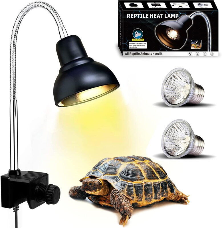 Tepelná lampa PewinGo Tortoise, bodová lampa pro plazy želvy se 2 UVA UVB bodovými žárovkami Tepelná lampa PewinGo Tortoise, bodová lampa pro plazy želvy se 2 UVA UVB bodovými žárovkami