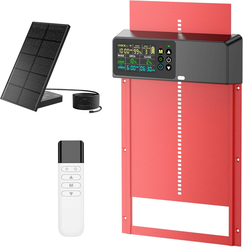 Automatické solární dvířka do kurníku s dálkovým ovládáním, 4 režimy Automatické solární dvířka do kurníku s dálkovým ovládáním, 4 režimy
