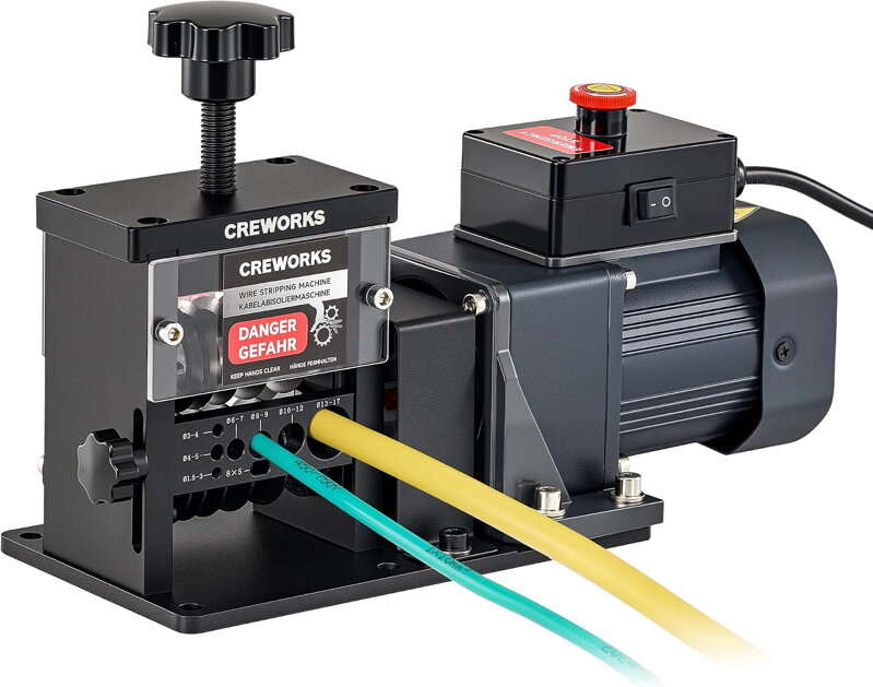 Automatický odizolovací stroj CREWORKS, 8kanálový elektrický odizolovač pro měděné kabely od 1,5 do 17 mm, odizolovač kabelů s 5 čepelemi a plně měděným motorem