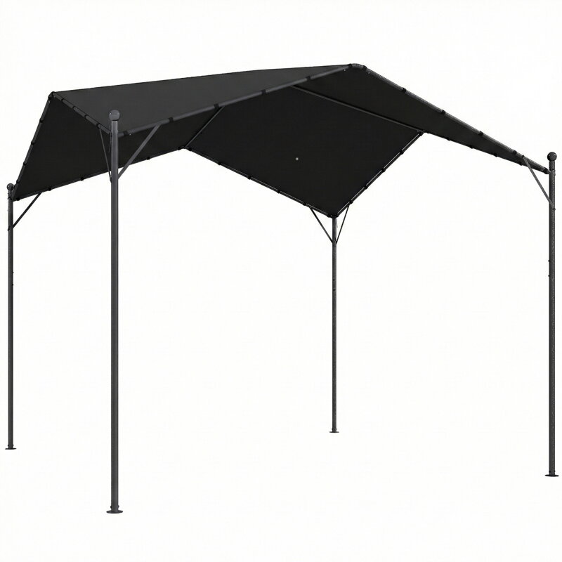 Pergola Outsunny Pavilion 3x3m Voděodolná stabilní zimní sluneční clona se sedlovou střechou, trojúhelníkové výztuhy